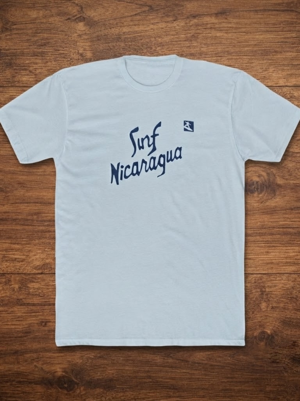 Gildan Light Blue Tee with Navy Surf Nicaragua Graphic